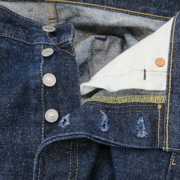 Levi's Premium 501 Selvedge Neppy Cotton Hemp Raw Denim Jeans 30x30 Dark Blue - Picture 5 of 9